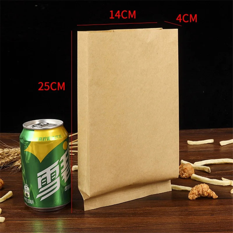 1000Pcs/Lot Kraft Paper Bag Oil proof for Hamburg Sandwich Donut Bread Food Packaging Biscuit Cookie Snacks Baking Takeaway Bags