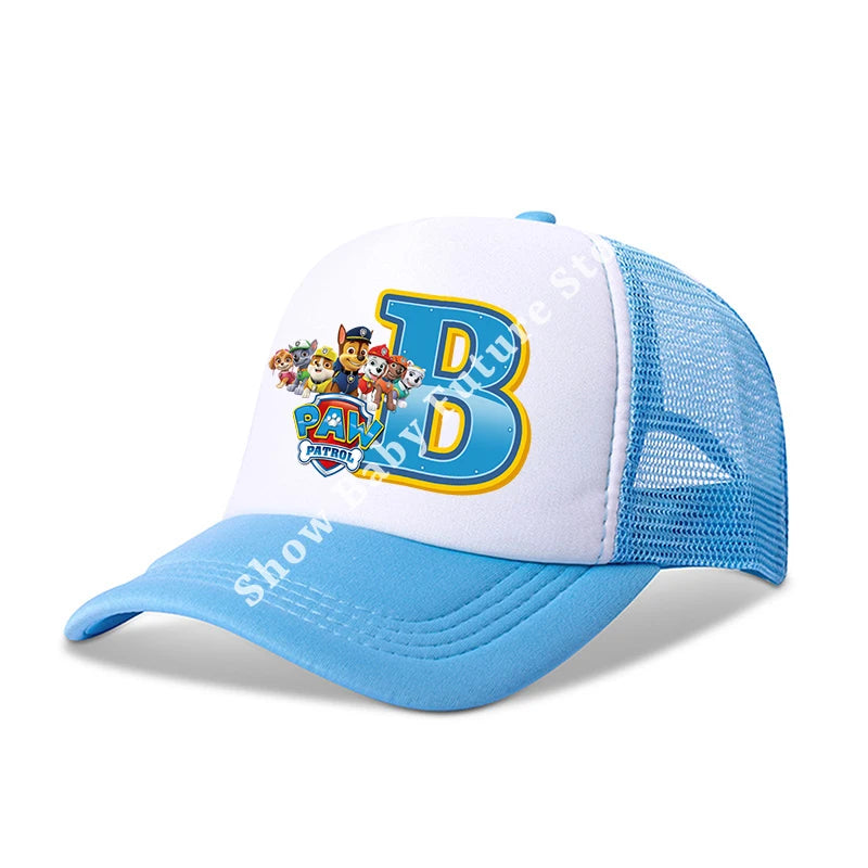Paws Patrols Boys Girls Cute Letter Baseball Caps Children Cartoon Anime Breathable Mesh Hat Child Sunbonnet Kids Birthday Gifts