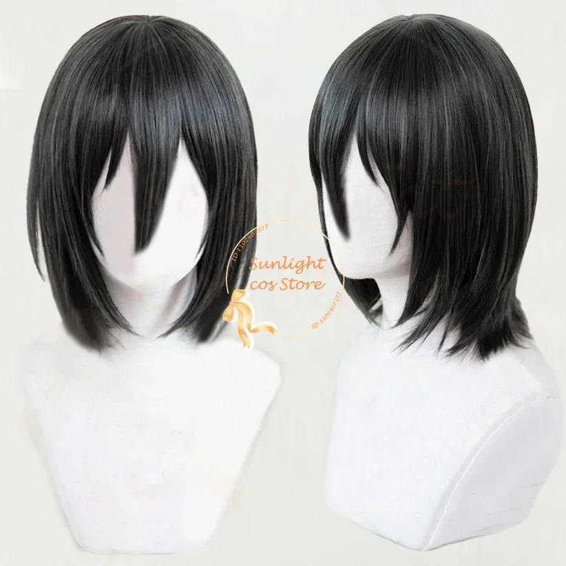 Synthetic Fyodor Dostoevsky Cosplay Wig Short Scalp Black Fyodor D Dostoevsky Anime Wig With Hat Heat Resistant Wigs + Wig Cap