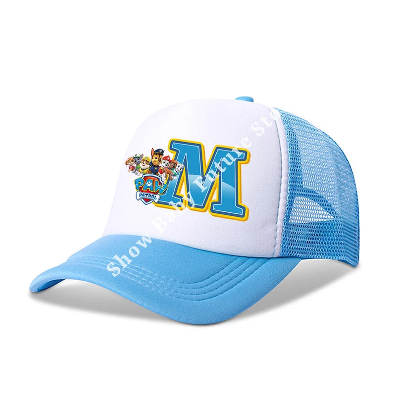Paws Patrols Boys Girls Cute Letter Baseball Caps Children Cartoon Anime Breathable Mesh Hat Child Sunbonnet Kids Birthday Gifts