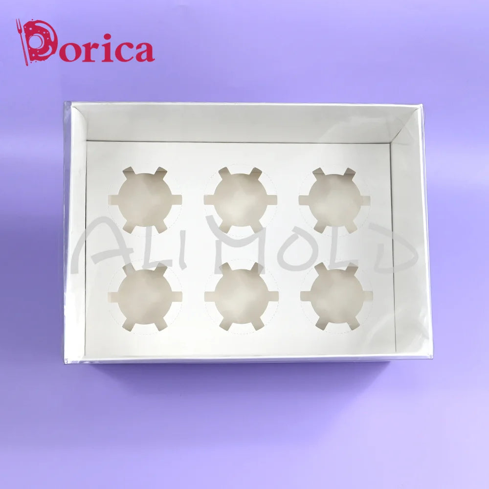 5-pack 6/12 Holes Cupcake Cake Box with Clear Lid Treats Dessert Pastry Baking Supply Case Suitable Birthday Wedding Anniversary