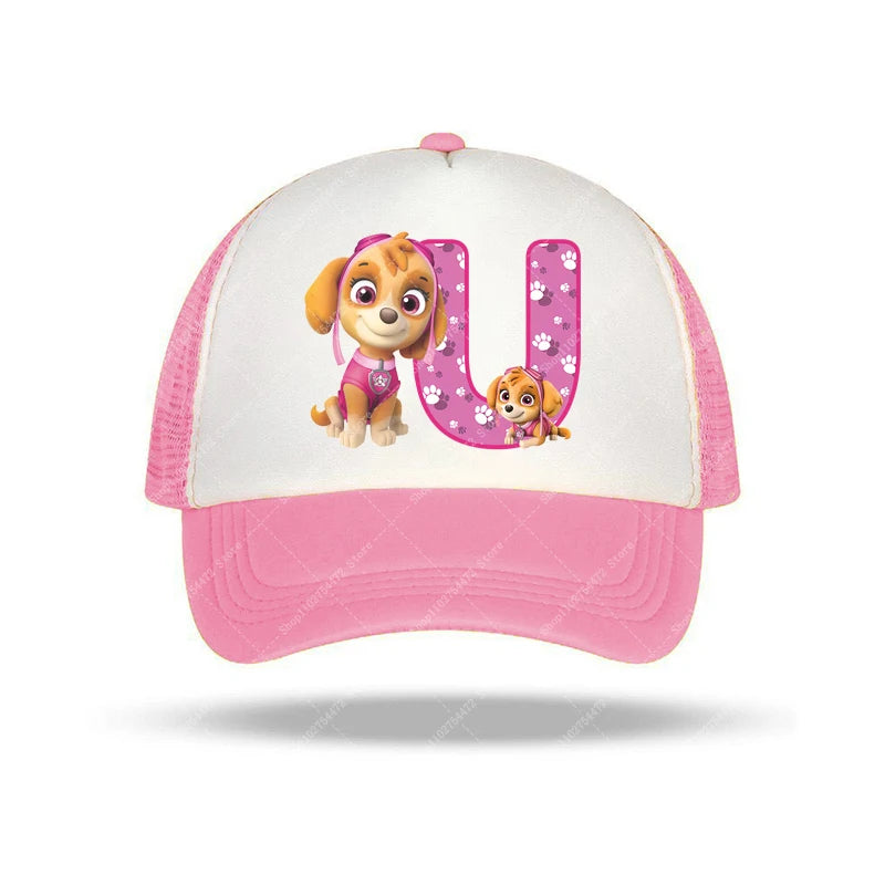 PAW Patrols Girl Cute Baseball Cap Skye A-Z English Letter Print Hat Summer Children Casual Accessories Kids Birthday Gifts 2025