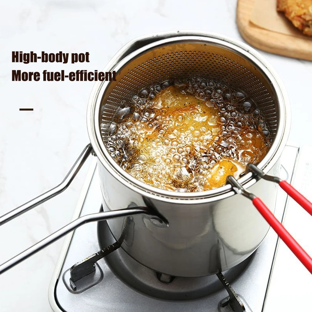 Stainless steel Fryer Deep Frying pan With Filter Home Induction Gas Stove Kitchen Cookware oil pot for Fried Chicken and French
