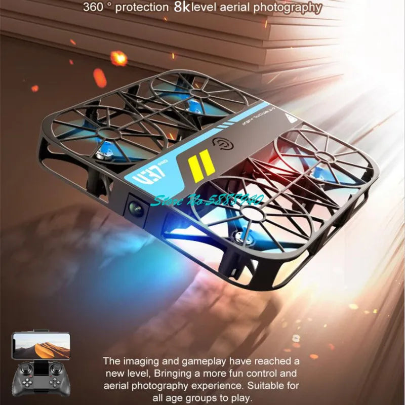 Full Protection WIFI FPV Square MINI RC Drone 8K HD Camera Gravity Sensor One Key Take-Off Remote Control Quadopcter Small UAV
