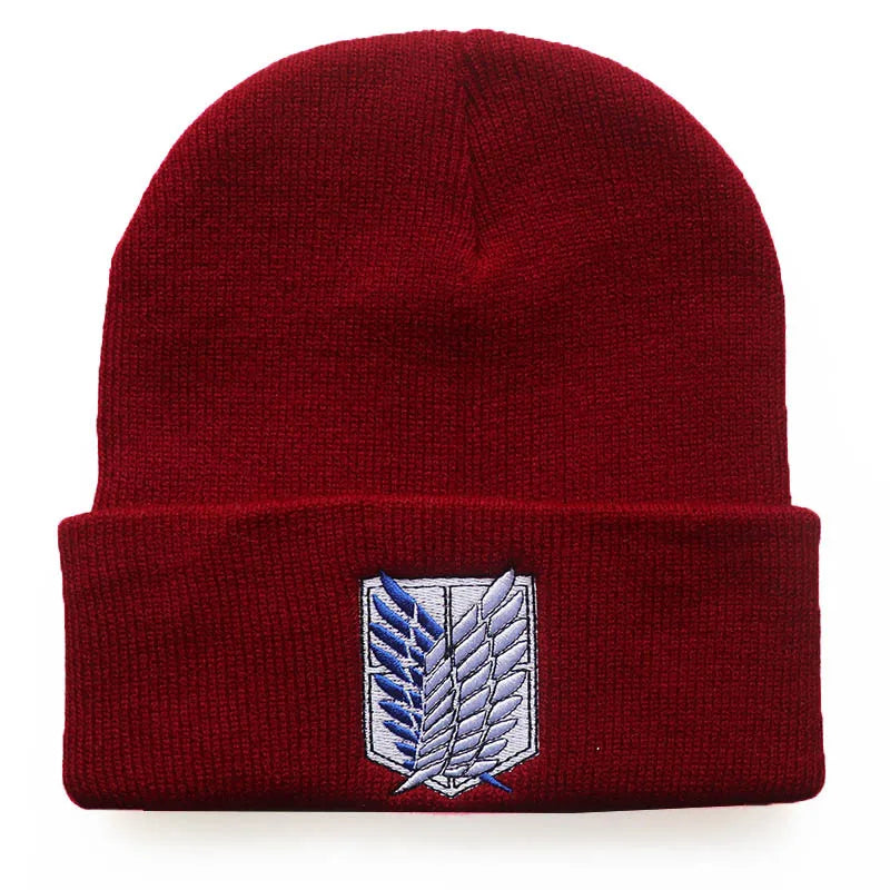 NEW Anime Attack on Titan Fashion Embroidery Knitted Hat New Men Women Hip Hop Hat Winter Hat Fashion Unisex Cap Streetwear gift