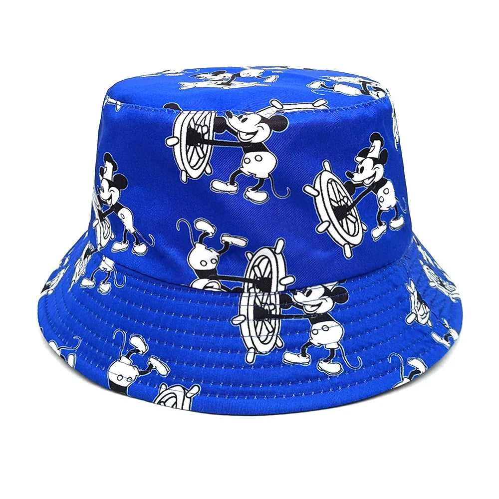 Disney Mickey Mouse Bucket Hat Anime Summer Autumn Outdoor Sun Hat Casual Fashion Fisherman Hat Men Women Unisex Hiking Cap