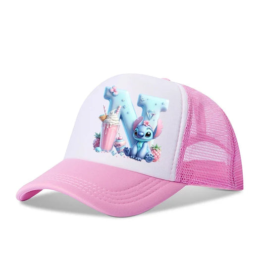 Disney Lilo Stitch Baseball Hat Kawaii Anime Figures A-Z Letter Pattern Sunshade Cap Hip-hop Outdoor Hats Parent-child Caps Gift
