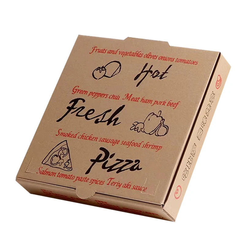 Pizza Packaging Box 6/7/8/9/10/12/14 Inch Takeout Food Packing Folding Kraft Paper Boxes Disposable Takeaway Pizza Carton