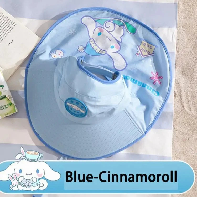 Summer Kids Sunscreen Hat Kuromi Cinnamoroll Melody Outdoor Shawl Fisherman Hat Kawaii Cartoon Empty Top Uv Protection Sun Cap