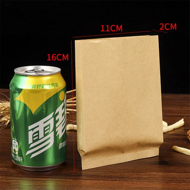 1000Pcs/Lot Kraft Paper Bag Oil proof for Hamburg Sandwich Donut Bread Food Packaging Biscuit Cookie Snacks Baking Takeaway Bags