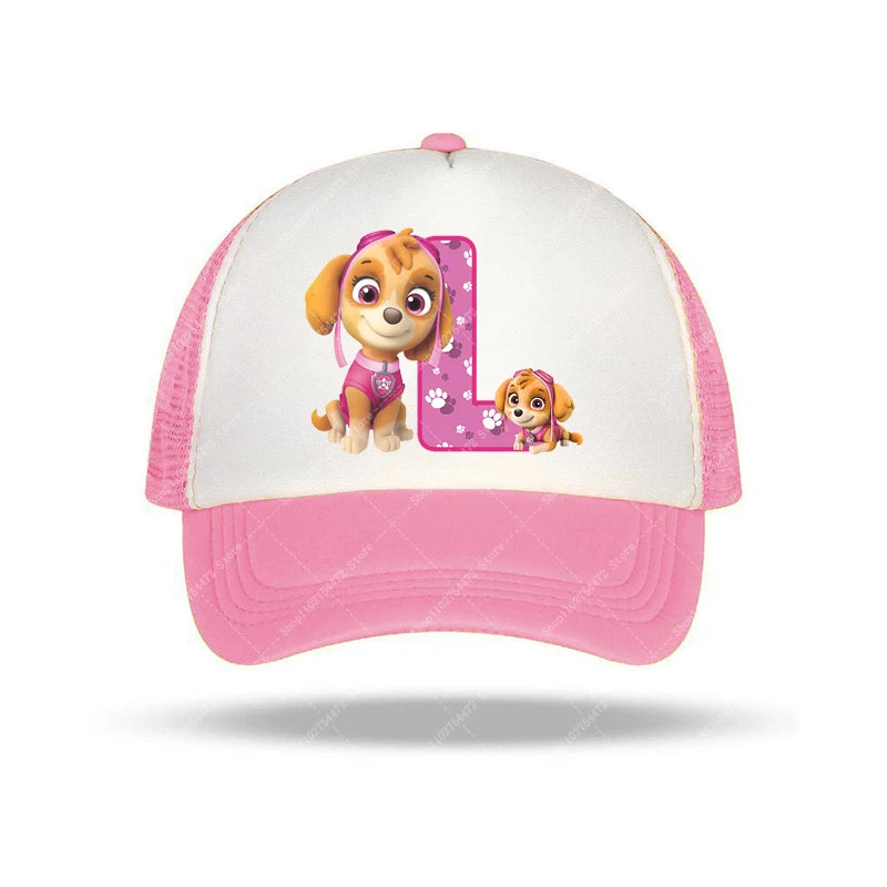 PAW Patrols Girl Cute Baseball Cap Skye A-Z English Letter Print Hat Summer Children Casual Accessories Kids Birthday Gifts 2025