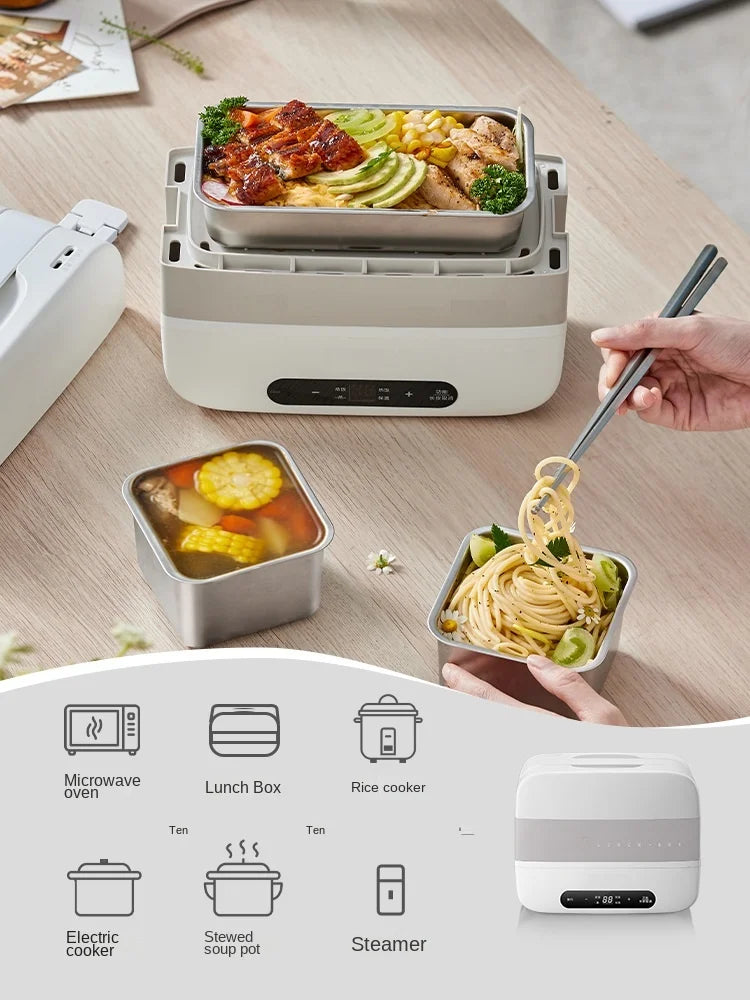 Portable Electric Lunch Box with Self-Heating Feature 220V Electric Rice Cooker Food Steaming Cooker Multi Cooker