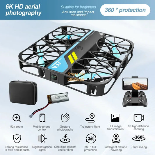 Full Protection WIFI FPV Square MINI RC Drone 8K HD Camera Gravity Sensor One Key Take-Off Remote Control Quadopcter Small UAV