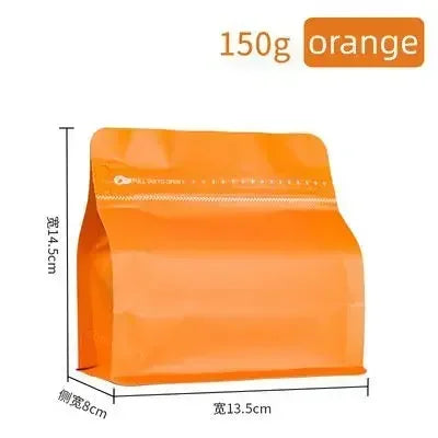 50pcs Matt Orange 100g 250g 500g Coffee Bean Powder Packaging Bag with Valve Aluminum Foil Snack Nut Rice Tea Food Storage Bag