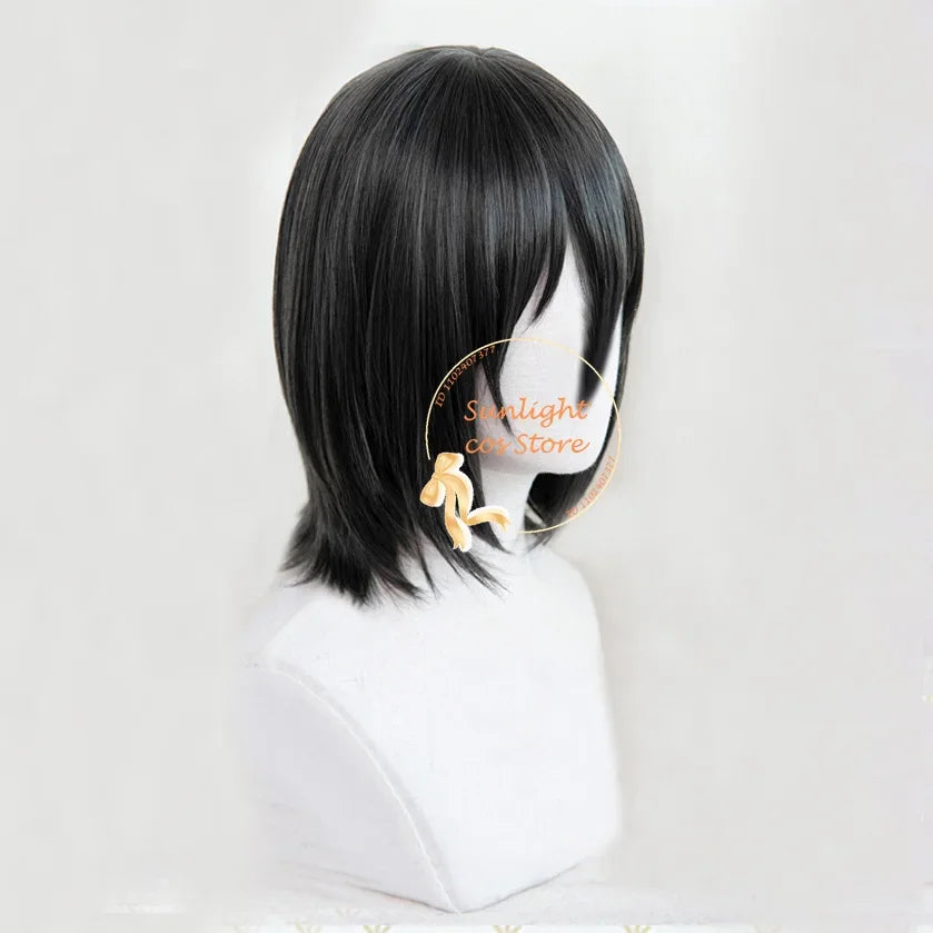Synthetic Fyodor Dostoevsky Cosplay Wig Short Scalp Black Fyodor D Dostoevsky Anime Wig With Hat Heat Resistant Wigs + Wig Cap