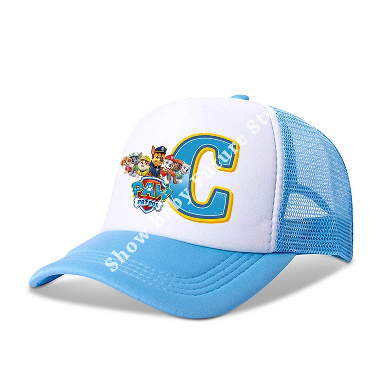 Paws Patrols Boys Girls Cute Letter Baseball Caps Children Cartoon Anime Breathable Mesh Hat Child Sunbonnet Kids Birthday Gifts