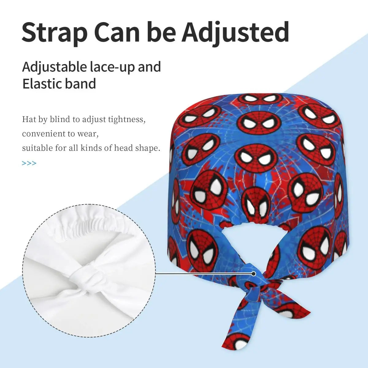 Custom Spider Man Cleaning Working Cap Cool Unisex Superhero Anime Scrub Cap Surgicals Hat Nurse Scrubs Hat For Dentist