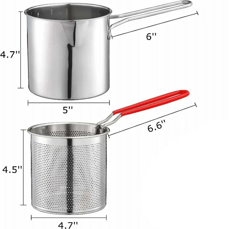 1 Set Kitchen Deep Frying Pot Stainless Steel Kitchen Fryer with Strainer Tempura Fryer Pan Chicken Fried Chicken Cooking Tools