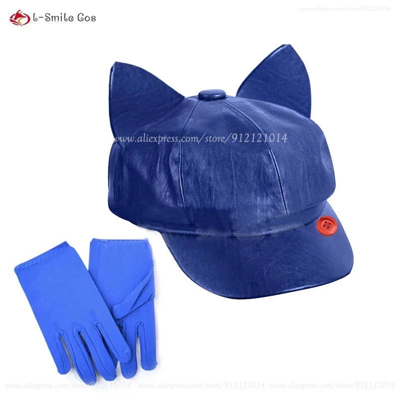Hat Mita Cosplay Wig Blue Long Ponytail Wigs Heat Resistant Synthetic Hair Mita Anime Costumes Wigs For Women + Wig Cap