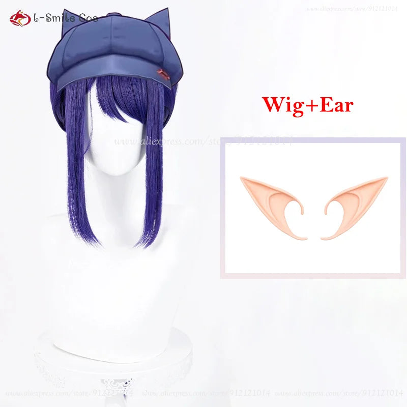 Hat Mita Cosplay Wig Blue Long Ponytail Wigs Heat Resistant Synthetic Hair Mita Anime Costumes Wigs For Women + Wig Cap