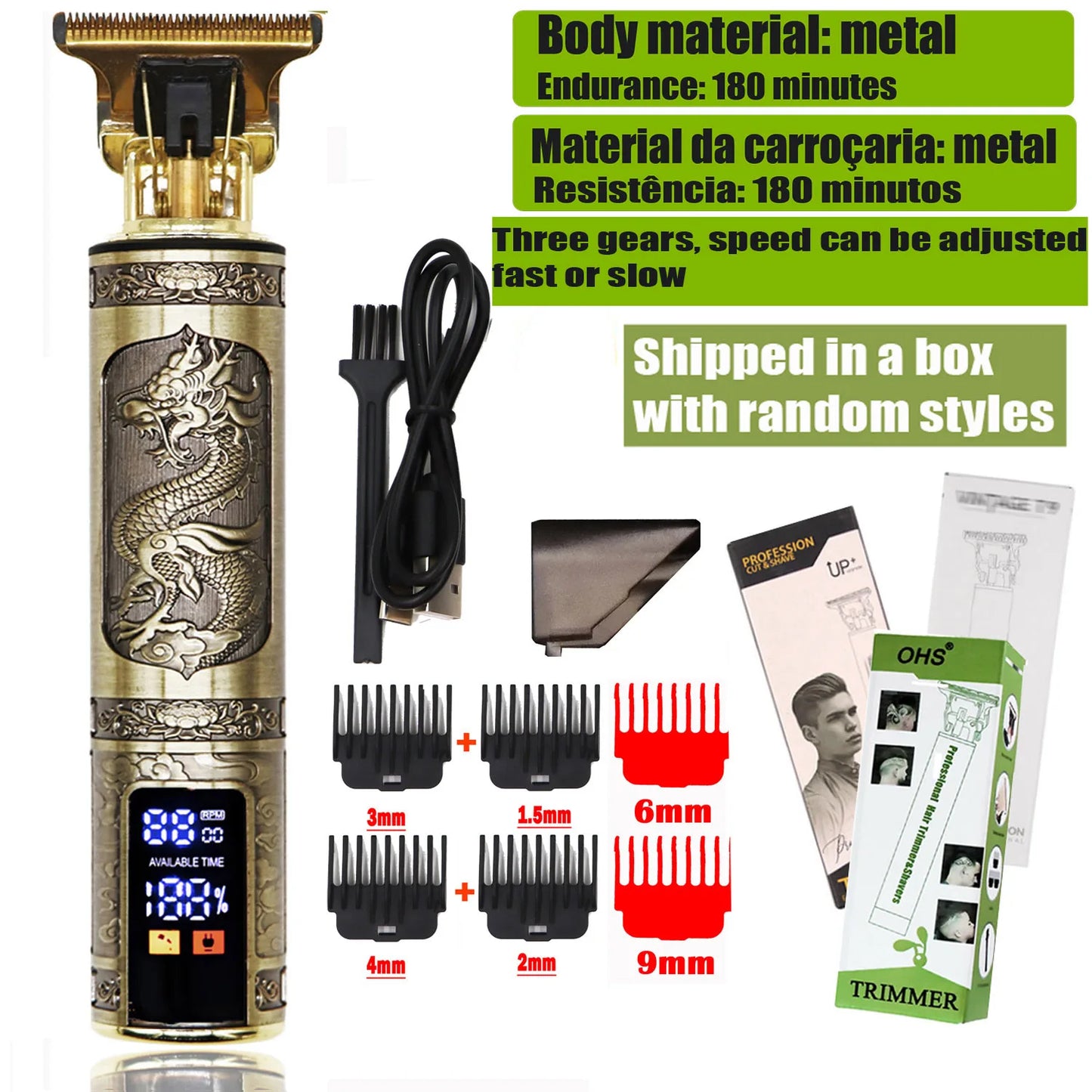 High-Power Electric Clippers Designed for Barbershops, Ideal for Shaving And Trimming with USB Charging.