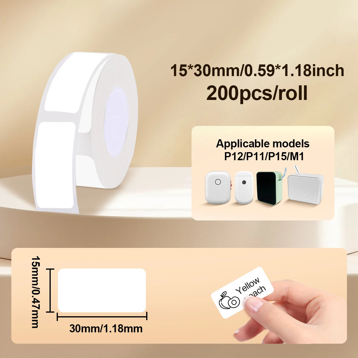 P50 Mini Label Machine Portable Wireless Thermal Label Printer, Suitable for 12-50mm Width Colorful Thermal Paper