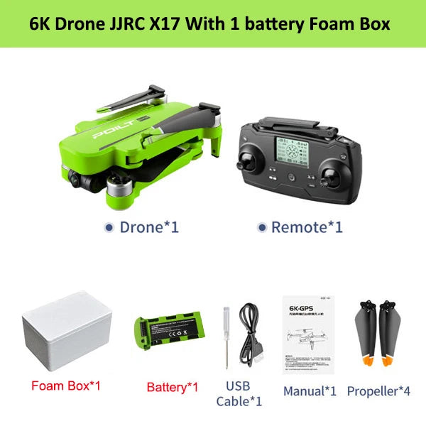 JJRC X17 RC Drone With Dual Camera 6K Quadcopter GPS 28 Minutes Operating Time Optical Flow Brushless Foldable Helicopter Toy
