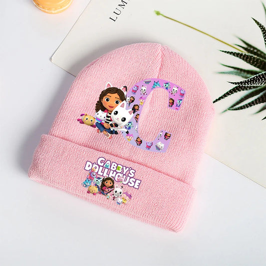 Gabby Dollhouses Girls Knitted Hats Cartoon Letters Children Headgear Cotton Winter Cute Woolen Cap Anime Kids Birthday Gifts