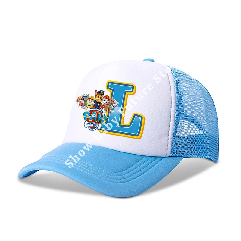 Paws Patrols Boys Girls Cute Letter Baseball Caps Children Cartoon Anime Breathable Mesh Hat Child Sunbonnet Kids Birthday Gifts