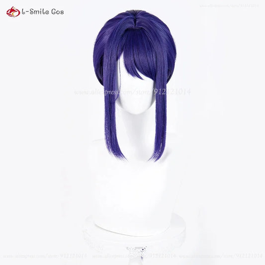 Hat Mita Cosplay Wig Blue Long Ponytail Wigs Heat Resistant Synthetic Hair Mita Anime Costumes Wigs For Women + Wig Cap