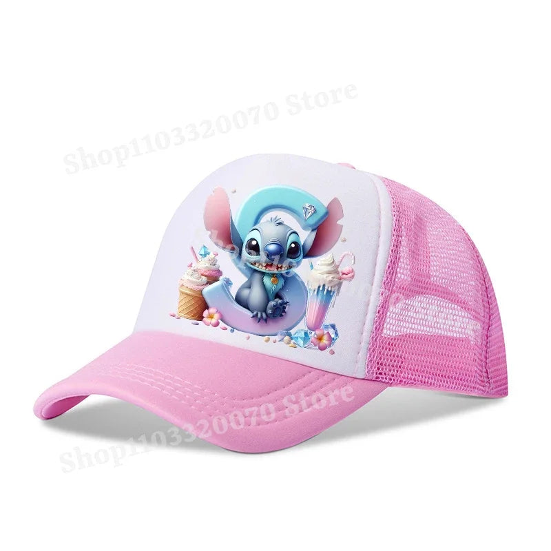 Disney Lilo Stitch Baseball Hat Kawaii Anime Figures A-Z Letter Pattern Sunshade Cap Hip-hop Outdoor Hats Parent-child Caps Gift
