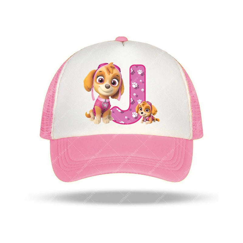PAW Patrols Girl Cute Baseball Cap Skye A-Z English Letter Print Hat Summer Children Casual Accessories Kids Birthday Gifts 2025