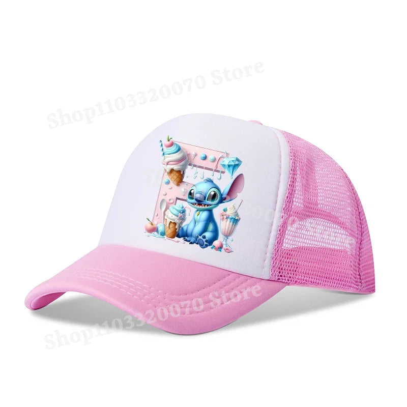 Disney Lilo Stitch Baseball Hat Kawaii Anime Figures A-Z Letter Pattern Sunshade Cap Hip-hop Outdoor Hats Parent-child Caps Gift