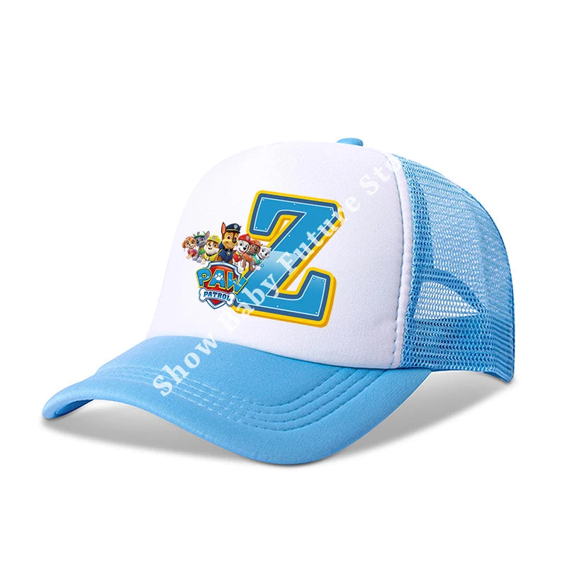 Paws Patrols Boys Girls Cute Letter Baseball Caps Children Cartoon Anime Breathable Mesh Hat Child Sunbonnet Kids Birthday Gifts