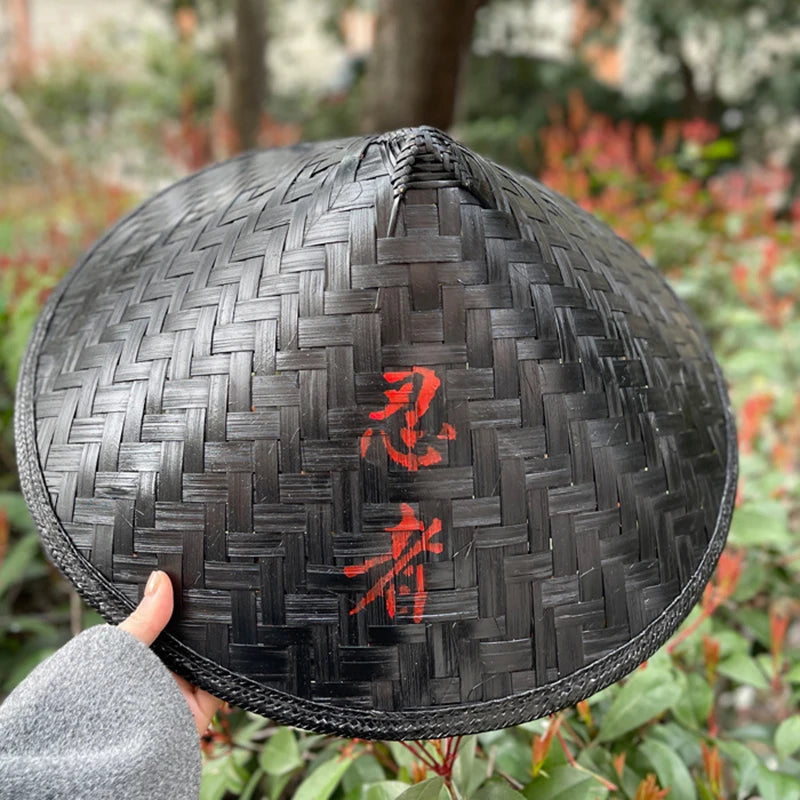 Anime Cosplay Ninja Hat Unisex Bamboo Weaving Rattan Hat Chinese Costumes Hat Samurai Cone Decortive Cap Halloween Party Decor