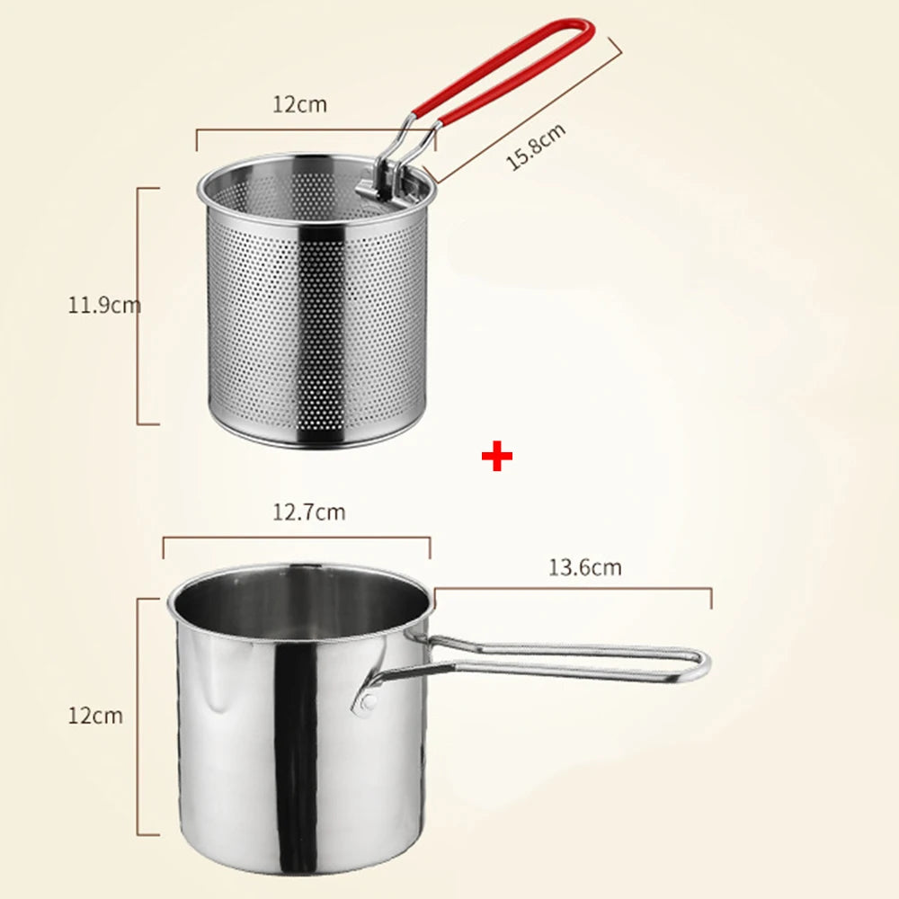 Stainless steel Fryer Deep Frying pan With Filter Home Induction Gas Stove Kitchen Cookware oil pot for Fried Chicken and French