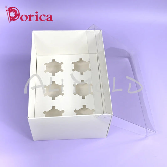 5-pack 6/12 Holes Cupcake Cake Box with Clear Lid Treats Dessert Pastry Baking Supply Case Suitable Birthday Wedding Anniversary