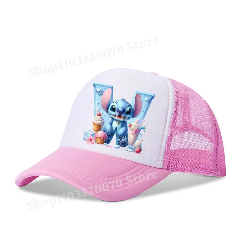 Disney Lilo Stitch Baseball Hat Kawaii Anime Figures A-Z Letter Pattern Sunshade Cap Hip-hop Outdoor Hats Parent-child Caps Gift