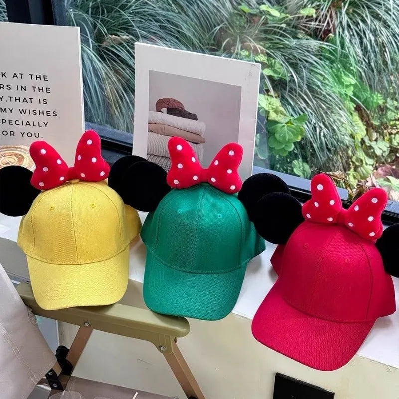 Disney series Minnie girls' new soft, comfortable, fashionable, creative and versatile, cute cartoon big bow duck tongue hat