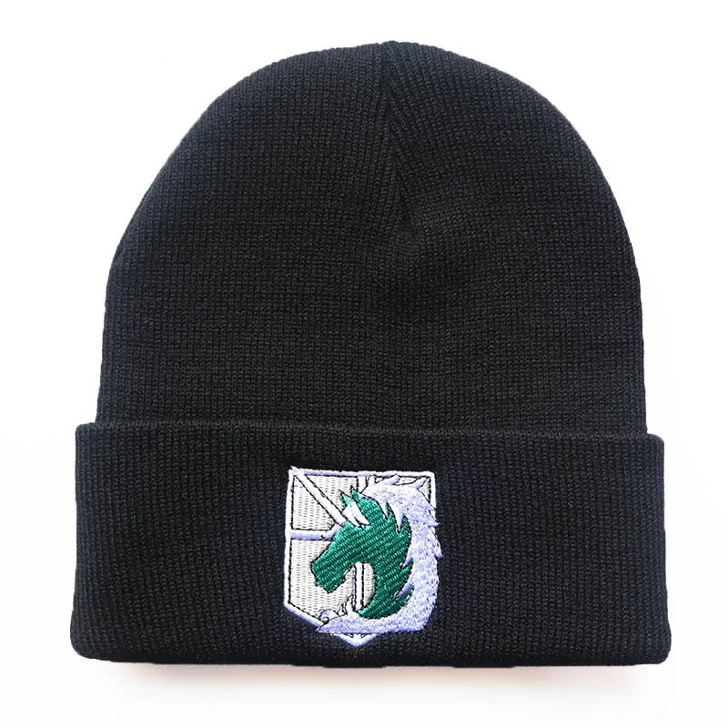 NEW Anime Attack on Titan Fashion Embroidery Knitted Hat New Men Women Hip Hop Hat Winter Hat Fashion Unisex Cap Streetwear gift