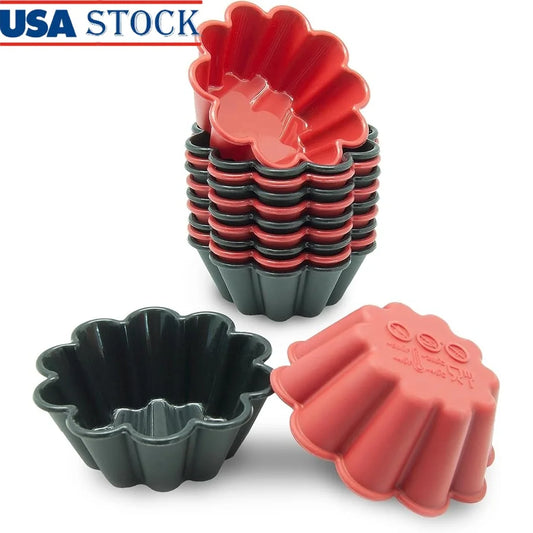 12 Pack Silicone Cupcake Liners Non-Stick Reusable Baking Cups 3 Inch Heat Resistant Muffin Cups Meal Prep Party Use