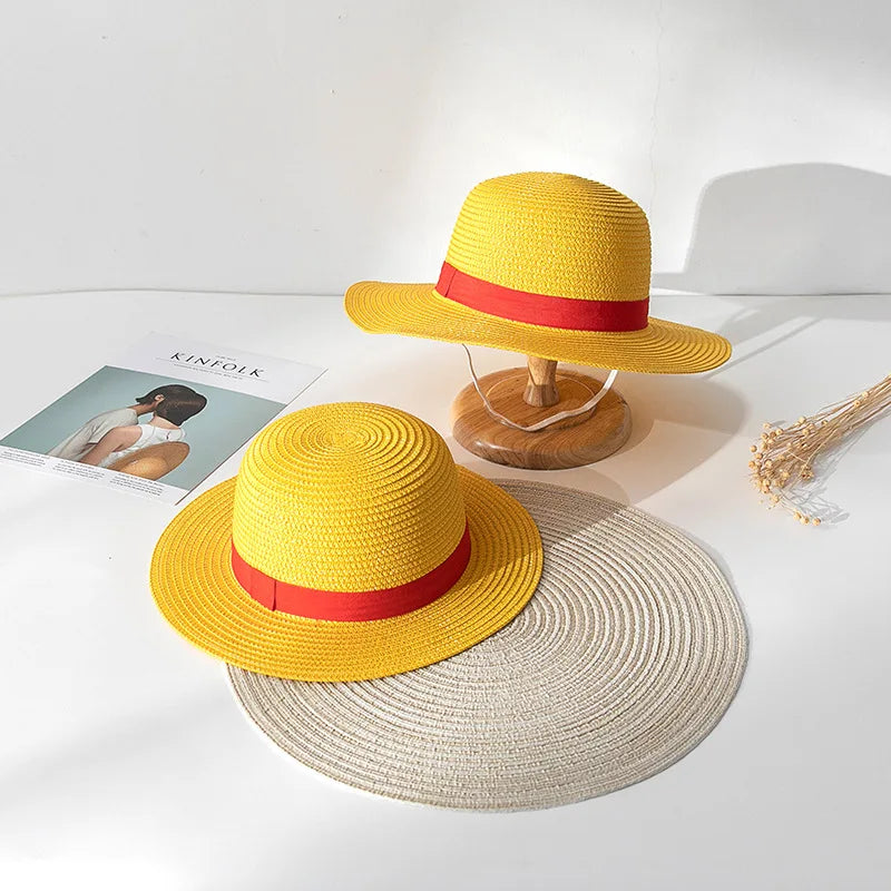2024 New Straw Hat Anime Cosplay Prop Luffy Cap Role Play Stage Performance Accessories Adult Unisex Sunshade Hat Adult And Kids