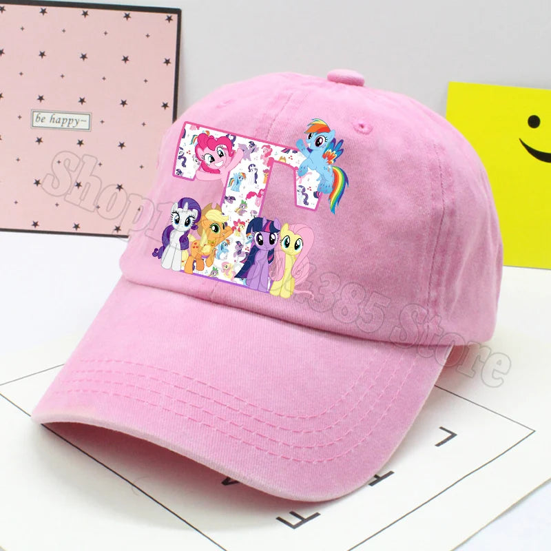 My Little Ponys Baseball Cap Women Anime Unicorn Letter A-Z Sun Hat New Outdoor Sport Travel Sunbonnet Adult Retro Headgear Gift