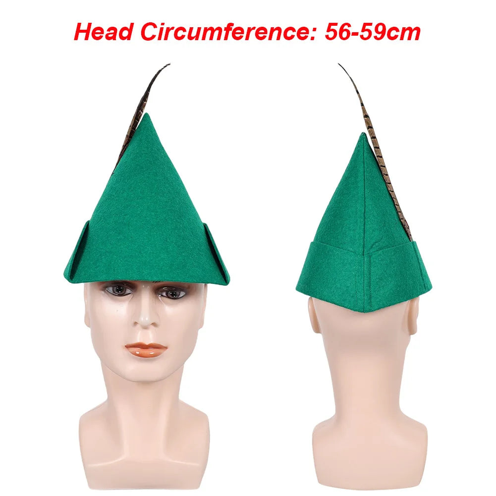 Peter Cosplay Green Elf Hat Fantasia Pan Cartoon Wendy Roleplay Headwear Adult Cap Halloween Carnival Costume Accessories Props